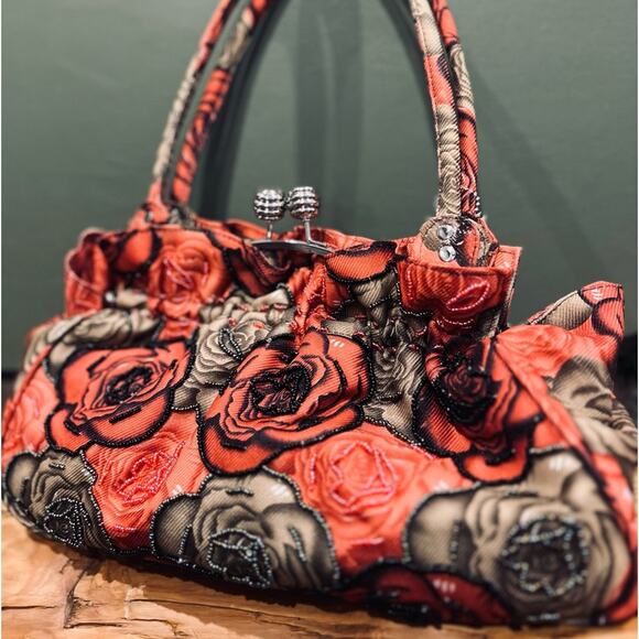 Vintage Beaded Floral Handbag - Picture 1 of 5